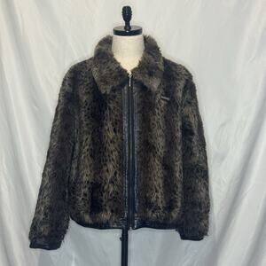 Vtg Rocawear Classic Faux Fur Jacket 3X Plus Winter Full Zip Coat Street Hip Hop